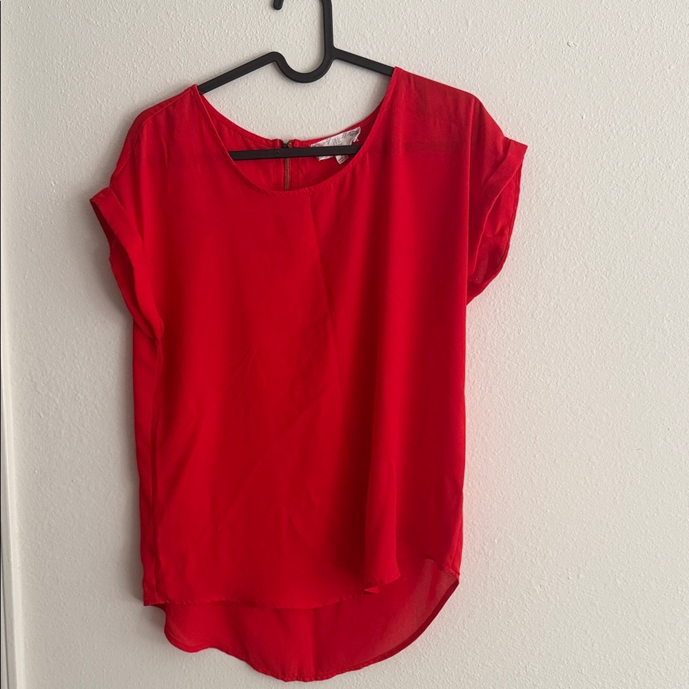 Pink Rose Vibrant Red Blouse